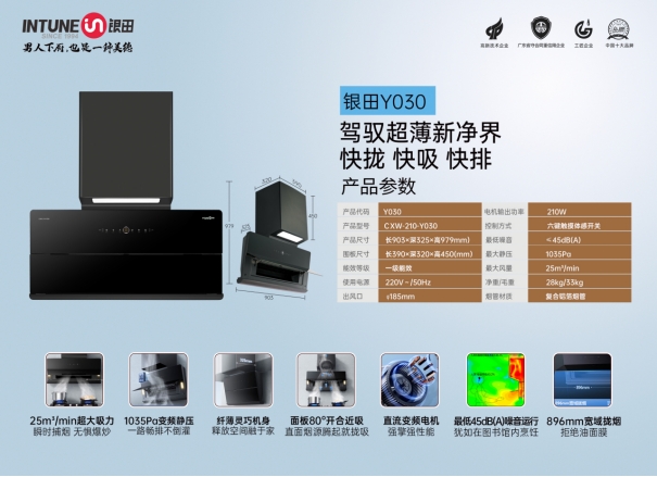 銀田廚電：新一代直流變頻煙機Y030  讓健康生活觸手可及